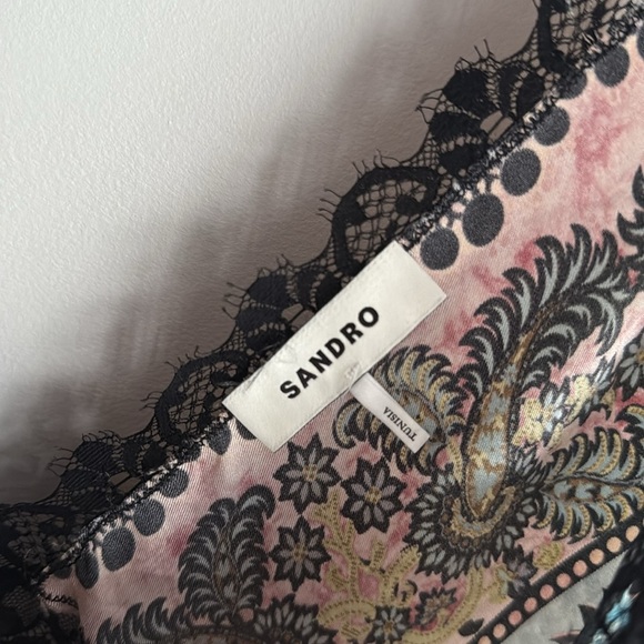 SANDRO Printed silk-twill midi dress Small - Picture 6 of 16